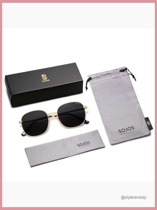 Classic Trendy Square Sunglasses with Metal Frame and UV400 Protection